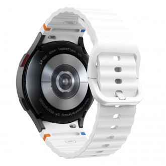 Baltos spalvos apyrankė "Tech-Protect Silicone Sport" laikrodžiui Samsung Galaxy Watch 4 / 5 / 5 PRO / 6 / 7 / FE