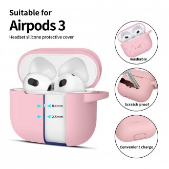 Rožinės spalvos ausinių dėklas "Tech-Protect Silicone Hook" skirtas Apple Airpods 3