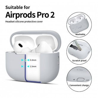 Pilkos spalvos ausinių dėklas "Tech-Protect Silicone Hook" skirtas Apple Airpods Pro 1 / 2