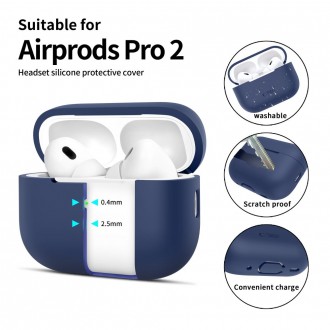 Mėlynos spalvos ausinių dėklas "Tech-Protect Silicone Hook" skirtas Apple Airpods Pro 1 / 2