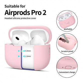 Rožinės spalvos ausinių dėklas "Tech-Protect Silicone Hook" skirtas Apple Airpods Pro 1 / 2