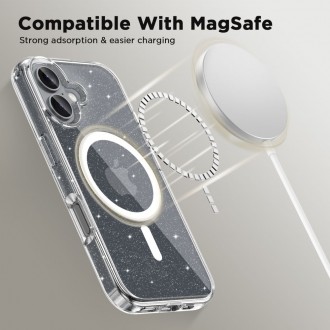 Skaidrus dėklas su blizgučiais "Tech-Protect Flexair Hybrid Magsafe Glitter" telefonui Apple iPhone 16