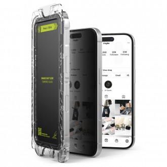 Privatumo suteikiamtis apsauginis stikliukas (2vnt.) su montavymo rėmeliu "Ringke Easy Slide" telefonui Apple iPhone 16 Pro Max