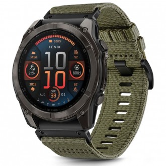 Žalias tekstilinis dirželis "Tech-Protect Nylon Classic" laikrodžiui Garmin Fenix 5 / 6 / 6 Pro / 7 / 8 (47 MM) / E