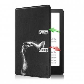 Juodas atverčiamas dėklas ''Tech-Protect Smartcase Black Cat'' planšetei Kindle Paperwhite VI / 6 / Colorsoft Signature Edition 