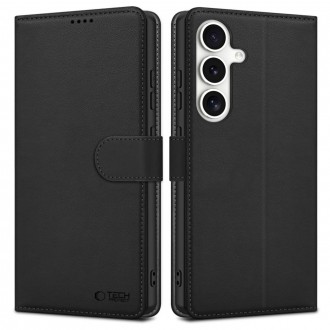 Juodas atverčiamas dėklas "Tech-Protect Wallet" telefonui Samsung Galaxy S25 