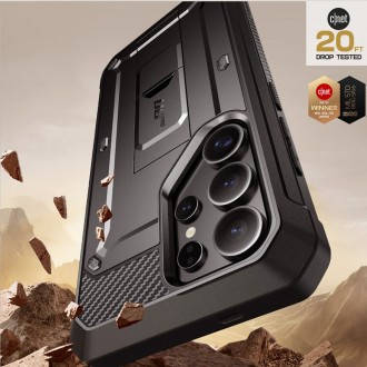 Juodas itin tvirtas dviejų dalių dėklas "Supcase Unicorn Beetle Pro 2-SET" telefonui Samsung Galaxy S25 Ultra