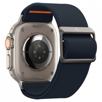 Mėlynas tekstilinis dirželis "Spigen Fit Lite Ultra" laikrodžiui Apple Watch 4 / 5 / 6 / 7 / 8 / 9 / 10 / SE / ULTRA 1 / 2 (44 / 45 / 46 / 49 MM) 