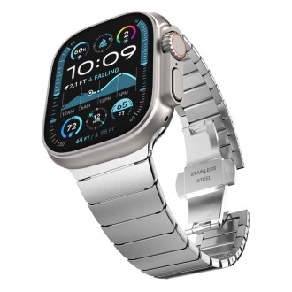 Sidabro spalvos apyrankė "Tech-Protect LinkBand" laikrodžiui Apple Watch 6 / 7 / 8 / 9 / 10 / SE / ULTRA 1 / 2 (44 / 45 / 46 / 49 MM)