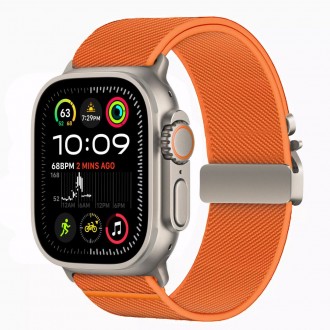 Oranžinis tekstilinis dirželis "Tech-Protect Nylon CLASP" laikrodžiui Apple Watch 6 / 7 / 8 / 9 / 10 / SE / ULTRA 1 / 2 (44 / 45 / 46 / 49 MM)