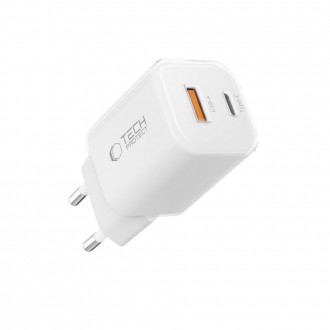 Baltas pakrovėjas-įkroviklis "Tech-Protect NCM33W 2-Port network charger PD20W"