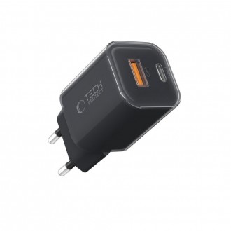 Juodas pakrovėjas-įkroviklis "Tech-Protect NCM33W 2-Port network charger PD20W"