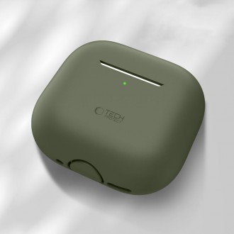 Alyvuogių spalvos ausinių dėklas "Tech-Protect Silicone" skirtas Apple Airpods 4