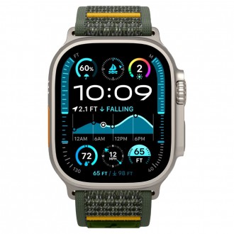 Žalias tekstilinis dirželis "Spigen Athlex Air" laikrodžiui Apple Watch 6 / 7 / 8 / 9 / 10 / SE / ULTRA 1 / 2 (44 / 45 / 46 / 49 MM)