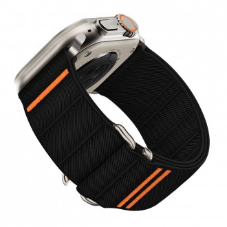 Juoda apyrankė "Tech-Protect Nylon Slip" laikrodžiui Apple Watch 6 / 7 / 8 / 9 / 10 / SE / ULTRA 1 / 2 (44 / 45 / 46 / 49 MM)
