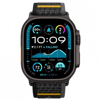 Juodas tekstilinis dirželis "Spigen Athlex Air" laikrodžiui Apple Watch 6 / 7 / 8 / 9 / 10 / SE / ULTRA 1 / 2 (44 / 45 / 46 / 49 MM)