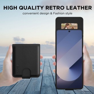 Juodas atverčiamas dėklas "Tech-Protect Wallet" telefonui Samsung Galaxy Z Flip 7