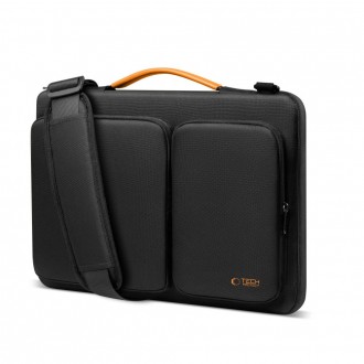 Juodas su oranžinėmis detalėmis nešiojamo kompiuterio krepšys "Tech-Protect Defender Bag Laptop 15-16"