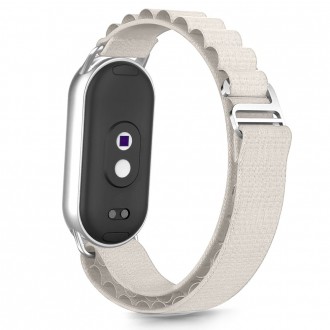 Kreminės spalvos tekstilinis dirželis "Tech-Protect Nylon Pro" laikrodžiui Xiaomi Smart Band 8 / 9 / 10 / NFC