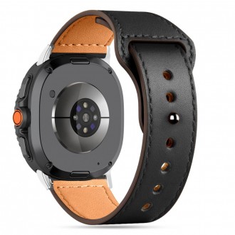 Juoda apyrankė "Tech-Protect Leatherfit" laikrodžiui Samsung Galaxy Watch 8 / Classic (40 / 44 / 46 MM)