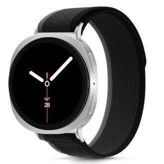 Juodas tekstilinis dirželis "Tech-Protect Nylon Stripe" laikrodžiui Samsung Galaxy Watch 8 / Classic (40 / 44 / 46 MM)