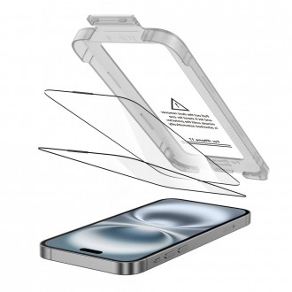 Apsauginis stikliukas (2vnt.) su montavymo rėmeliu "Tech-Protect Quick Set+" telefonui Apple iPhone 17 