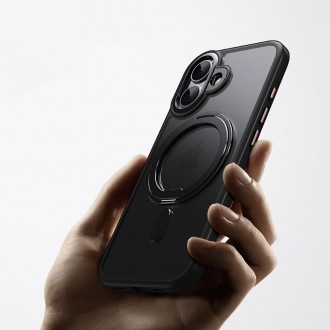 Juodas matinis dėklas/stovas "Tech-Protect Magring Magsafe" telefonui iPhone 17 