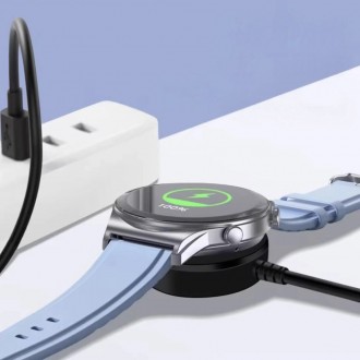 Juodas laikrodžio  įkroviklis "Tech-Protect MC03 Ultraboost Magnetic Charging USB" (100cm.) skirtas Samsung Galaxy Watch