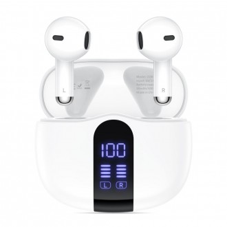 Baltos bevielės ausinės "Tech-Protect Ultraboost TWS Earphone Core G2"