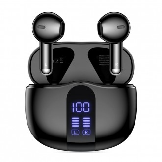 Juodos bevielės ausinės "Tech-Protect Ultraboost TWS Earphone Core G2"