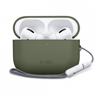 Žalias ausinių dėklas "Tech-Protect Silicone" skirtas Apple Airpods Pro 3
