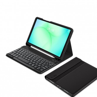Juodas atverčiamas dėklas su klaviatūra "Tech-Protect SC Pen + Keyboard" skirtas Samsung Galaxy Tab A9 / A11 8.7 X110 / X115 / X133 / X135