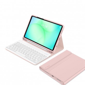 Rožinis atverčiamas dėklas su klaviatūra "Tech-Protect SC Pen + Keyboard" skirtas Samsung Galaxy Tab A9 / A11 8.7 X110 / X115 / X133 / X135