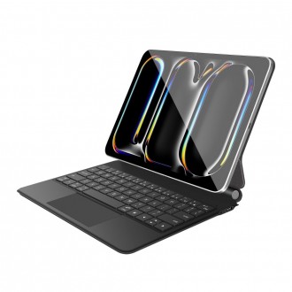 Juodas atverčiamas dėklas su klaviatūra "Tech-Protect Smartcase Magnetic + Keyboard" planšetei Apple iPad PRO 11” 5 / 6 2024-2025