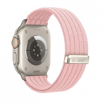 Rožinė apyrankė Tech-Protect Nylon Sport laikrodžiui Apple Watch 8 / 9 / 10 / 11 / 12 / SE / ULTRA (44 / 45 / 46 / 49 MM)