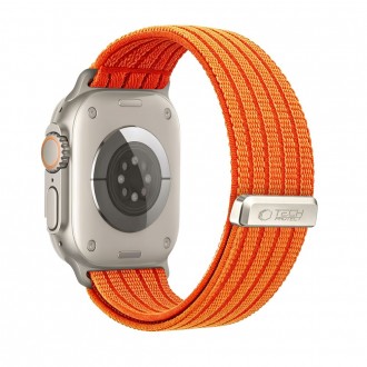 Oranžinė apyrankė Tech-Protect Nylon Sport laikrodžiui Apple Watch 8 / 9 / 10 / 11 / 12 / SE / ULTRA (44 / 45 / 46 / 49 MM)