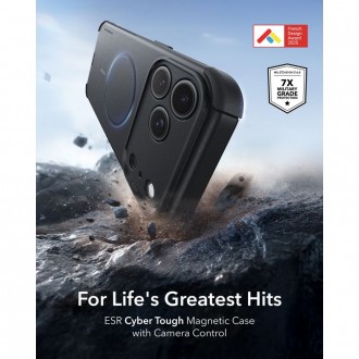 Tvirtas dėklas su kameros srities apsauga "ESR Cyber Tough Magsafe" telefonui Apple Iphone 17 PRO MAX / 18 PRO MAX BLACK