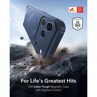 Tvirtas dėklas su kameros srities apsauga "ESR Cyber Tough Magsafe" telefonui Apple Iphone 17 PRO MAX / 18 PRO MAX BLUE