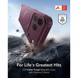 Tvirtas dėklas su kameros srities apsauga "ESR Cyber Tough Magsafe" telefonui Apple Iphone 17 PRO MAX / 18 PRO MAX DEEP BURGUNDY