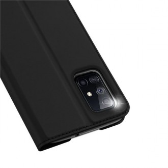 Juodas atverčiamas dėklas Samsung Galaxy M51 telefonui "Dux Ducis Skin"