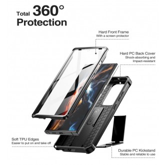 Juodas dviejų dalių dėklas "Tech-Protect Kevlar Pro" telefonui Samsung Galaxy S23 Ultra