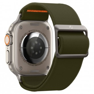 Khaki spalvos tekstilinis dirželis "Spigen Fit Lite Ultra" laikrodžiui Apple Watch 4 / 5 / 6 / 7 / 8 / 9 / 10 / SE / ULTRA 1 / 2 (44 / 45 / 46 / 49 MM)