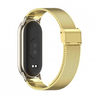 Geltono aukso spalvos apyrankė "Tech-Protect Milaneseband" laikrodžiui Xiaomi Smart Band 8 / 8 NFC