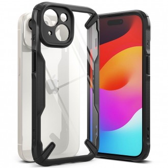 Juodais tvirtais kraštais dėklas "Ringke Fusion X" telefonui iPhone 15