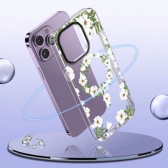 Skaidrus gėlėtas dėklas "Tech-Protect Magmood Magsafe Spring Floral" telefonui iPhone 15