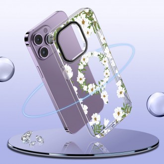Skaidrus gėlėtas dėklas "Tech-Protect Magmood Magsafe Spring Daisy" telefonui iPhone 15