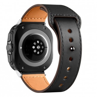 Juoda apyrankė "Tech-Protect Leatherfit" laikrodžiui Samsung Galaxy Watch Ultra (47MM)