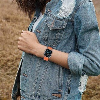 Oranžinės spalvos tekstilinis dirželis "Tech-Protect Nylon" laikrodžiui Apple Watch 6 / 7 / 8 / 9 / 10 / SE / ULTRA 1 / 2 (44 / 45 / 46 / 49 MM)
