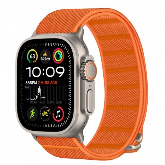 Oranžinė apyrankė "Tech-Protect Nylon Slip" laikrodžiui Apple Watch 6 / 7 / 8 / 9 / 10 / SE / ULTRA 1 / 2 (44 / 45 / 46 / 49 MM)