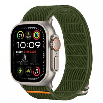 Khaki spalvos apyrankė "Tech-Protect Nylon Slip" laikrodžiui Apple Watch 6 / 7 / 8 / 9 / 10 / SE / ULTRA 1 / 2 (44 / 45 / 46 / 49 MM)